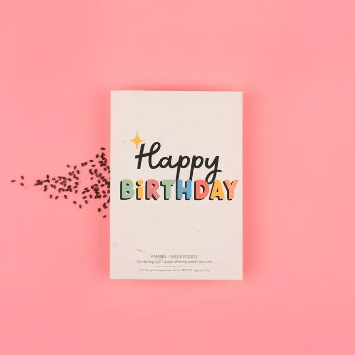 Joyeux anniversaire Sachet de graines de Pensées